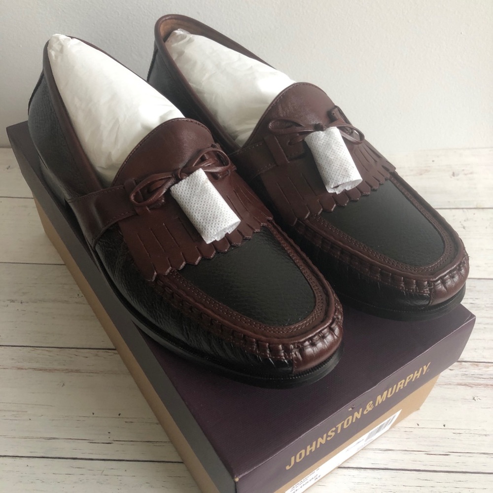 Johnston & Murphy Two-tone Leather Men’s Tasseled Loafers. Aragon II. Size 12.